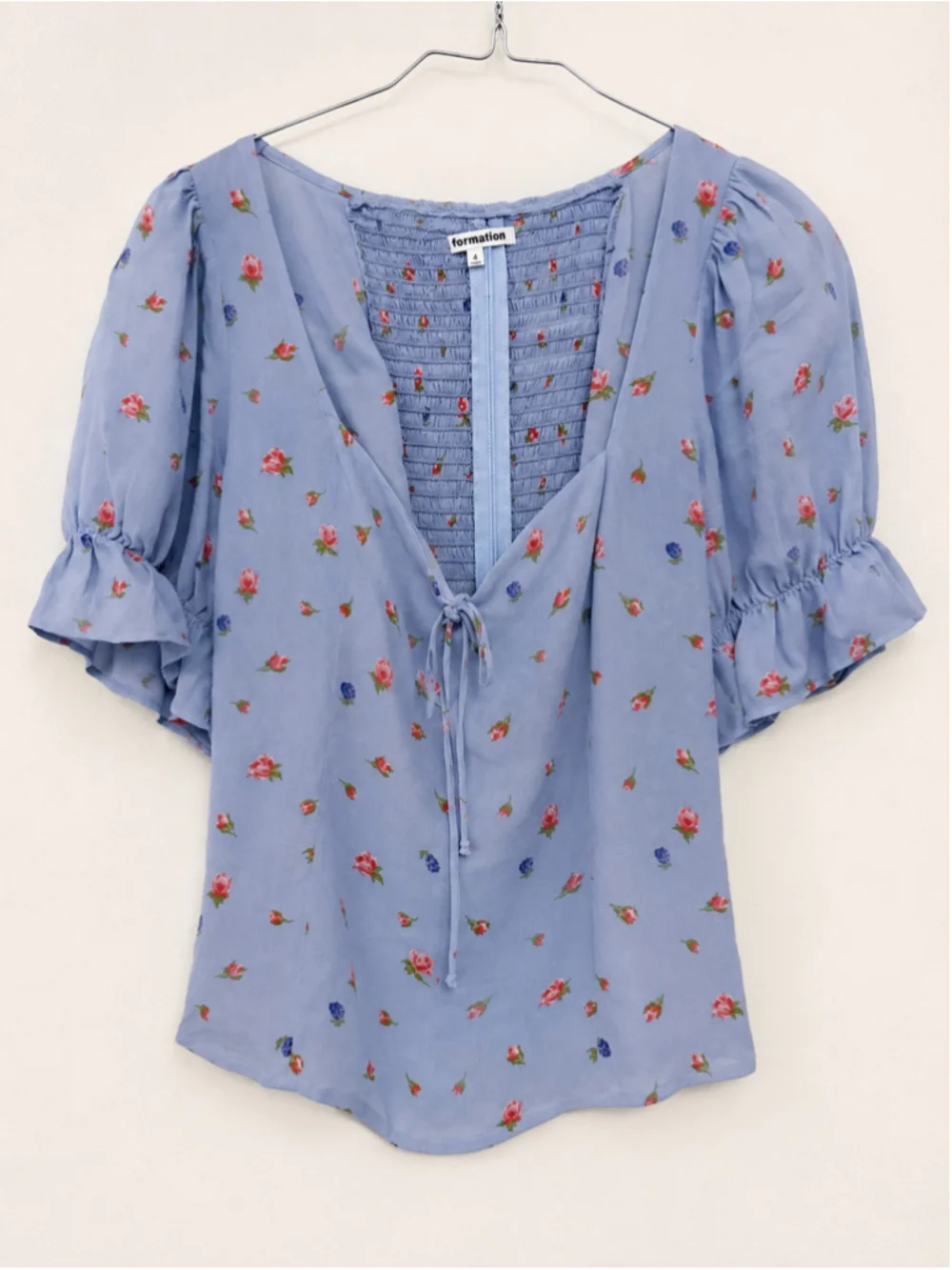Women's Reformation Floral Blouse Size 4 Blue Red